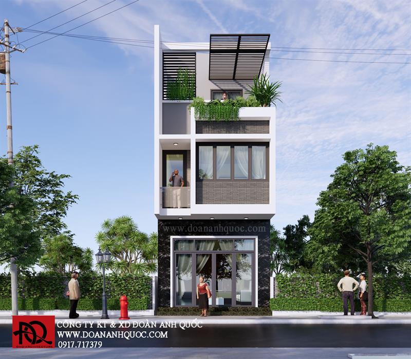 Thiết kế nhà Phan Thiết, Xây nhà trọn gói Phan Thiết, Thi công nhà trọn gói Phan Thiết, Thiết kế Thi công nội thất Phan Thiết Bình Thuận, Công ty Xây dựng Bình Thuận, Thiết kế nhà Bình Thuận, Xây nhà trọn gói Bình Thuận. Mẫu nhà phố 3 tầng mặt tiền 5m hiện đại - MS 42